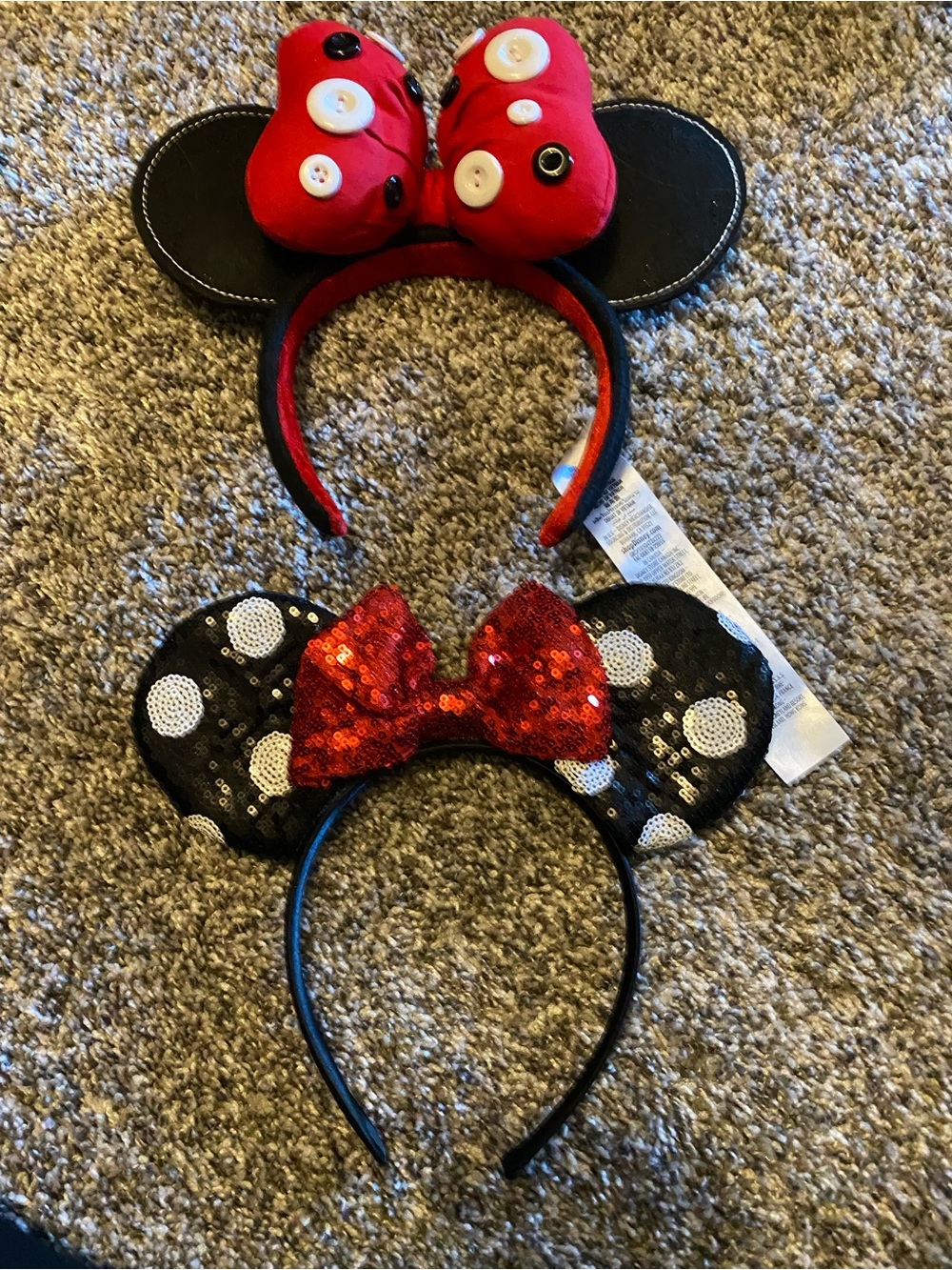 Black & Red Sequin Minnie-Style Ear Headband - Women's Hat Accessory